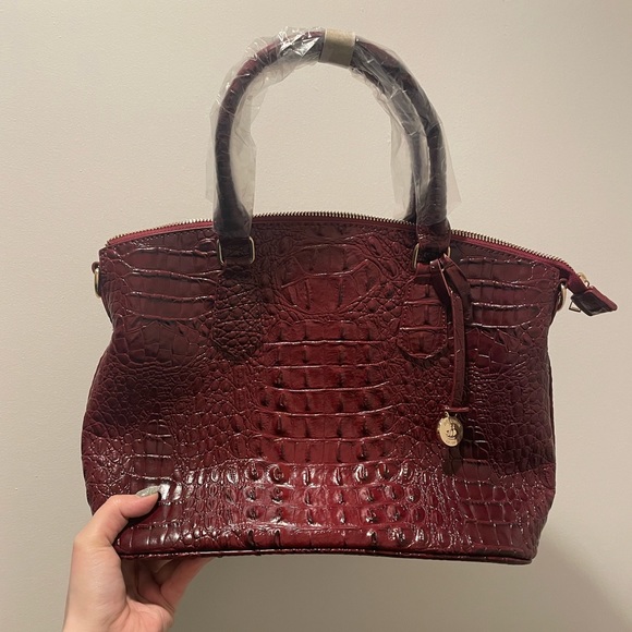 Brahmin Brown Crocodile Satchel Handbag with Removable Strap NWOT - Picture 2 of 7